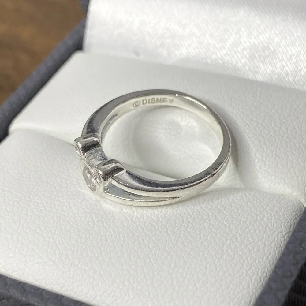 Vintage Disney Mickey Mouse 925 Sterling Silver Cubic Zirconia Band Ring Size 3 - Picture 8 of 14